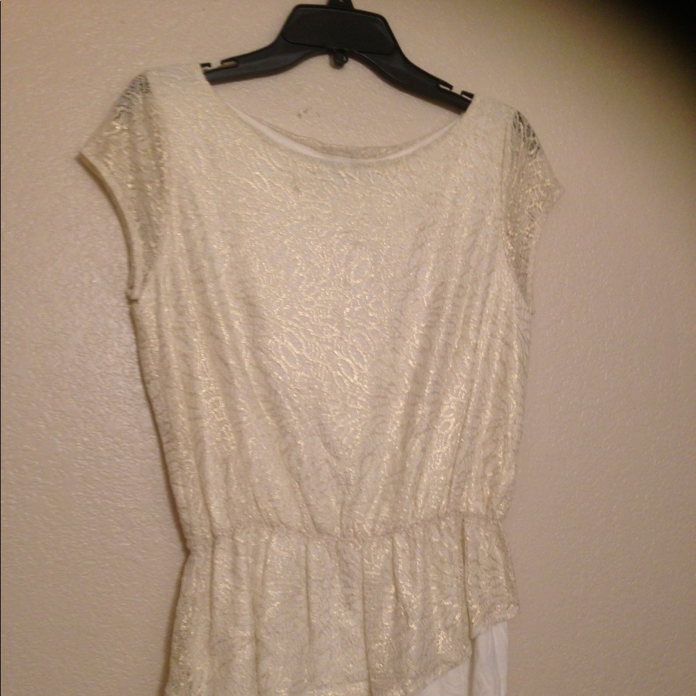 Antonio Melani ivory/gold lace top